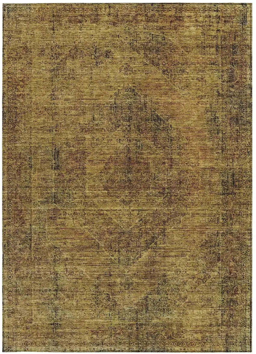 Rust And Orange Oriental Washable Indoor Outdoor Area Rug Photo 4