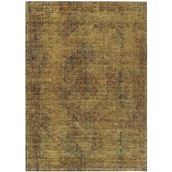 Rust And Orange Oriental Washable Indoor Outdoor Area Rug Photo 2