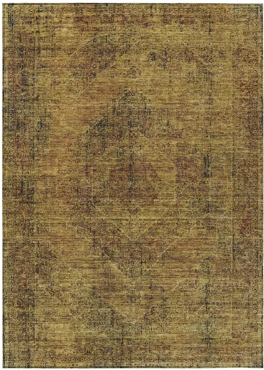 Rust And Orange Oriental Washable Indoor Outdoor Area Rug Photo 2
