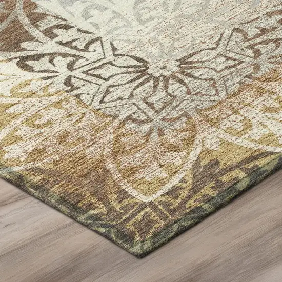 Rust And Orange Oriental Washable Indoor Outdoor Area Rug Photo 4