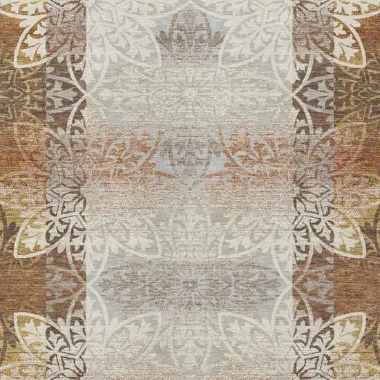 Rust And Orange Oriental Washable Indoor Outdoor Area Rug Photo 1