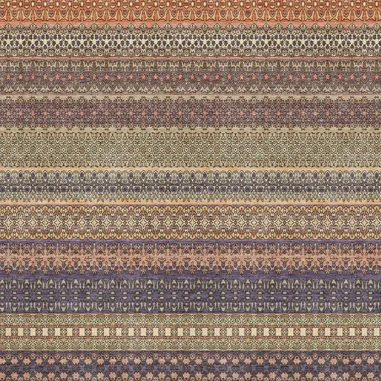 Rust And Purple Striped Washable Area Rug With UV Protection Photo 3
