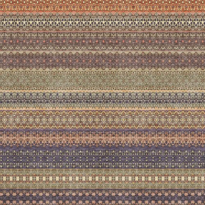 Rust And Purple Striped Washable Area Rug With UV Protection Photo 3