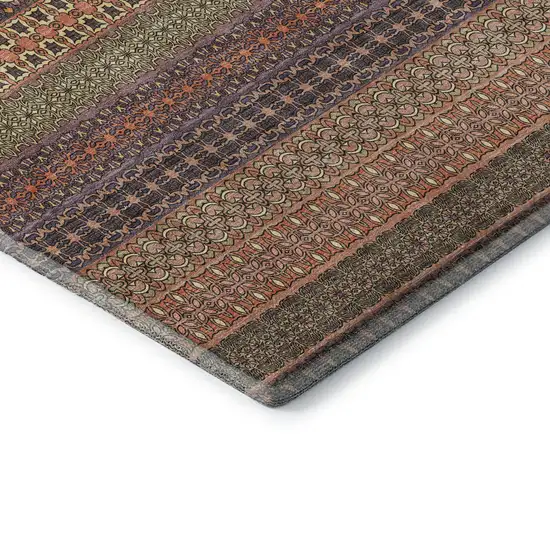 Rust And Purple Striped Washable Area Rug With UV Protection Photo 9