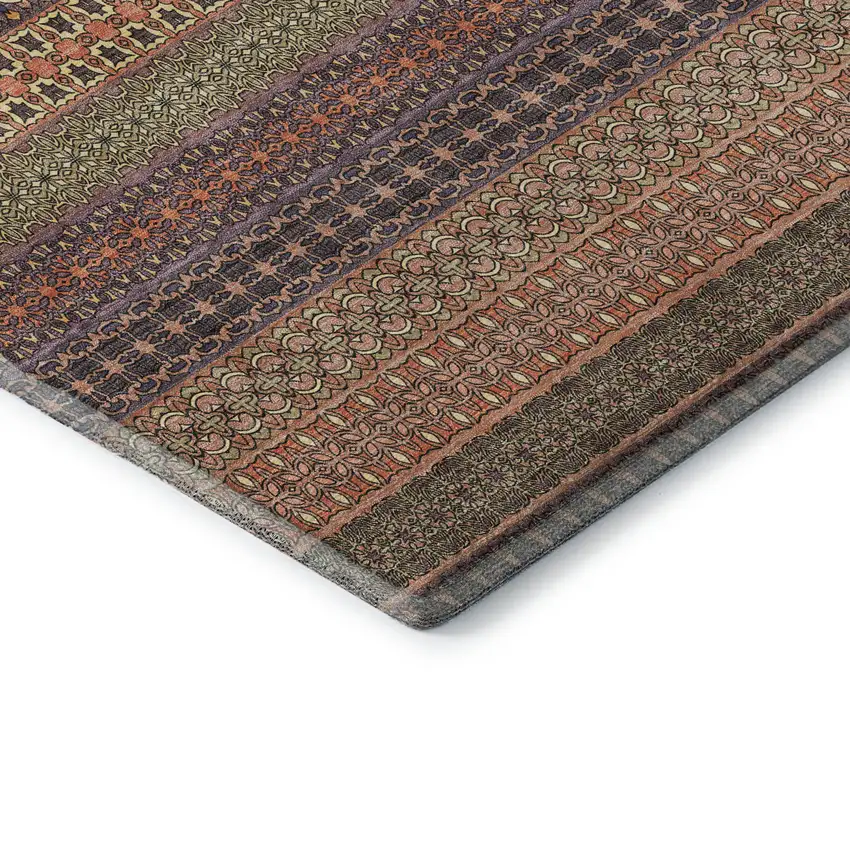 Rust And Purple Striped Washable Area Rug With UV Protection Photo 9