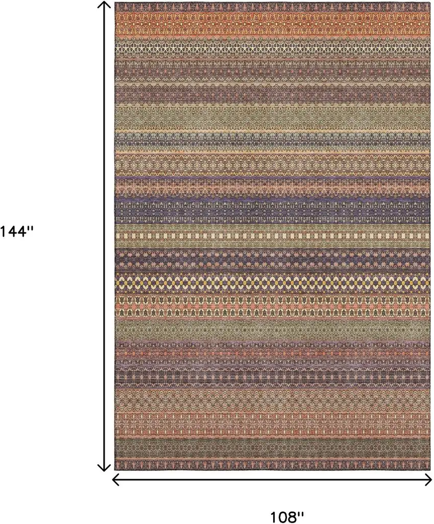 Rust And Purple Striped Washable Area Rug With UV Protection Photo 7