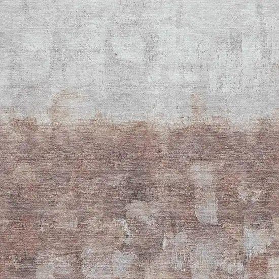 Rust And Silver Abstract Washable Area Rug With UV Protection Photo 3