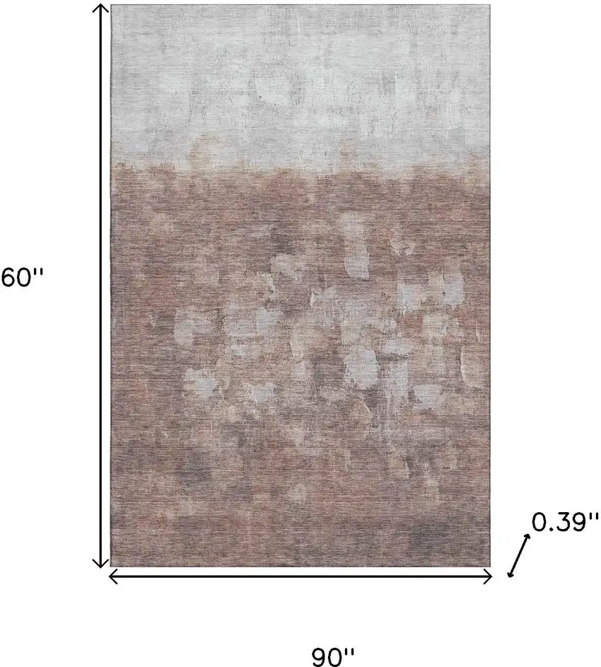 Rust And Silver Abstract Washable Area Rug With UV Protection Photo 8