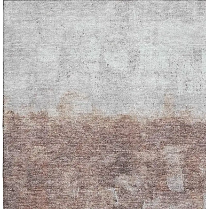 Rust And Silver Abstract Washable Area Rug With UV Protection Photo 3