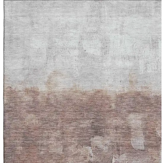 Rust And Silver Abstract Washable Area Rug With UV Protection Photo 3