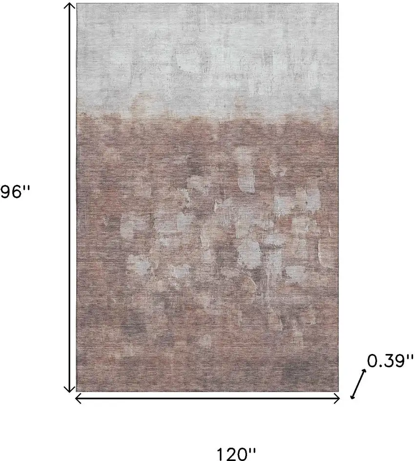 Rust And Silver Abstract Washable Area Rug With UV Protection Photo 9
