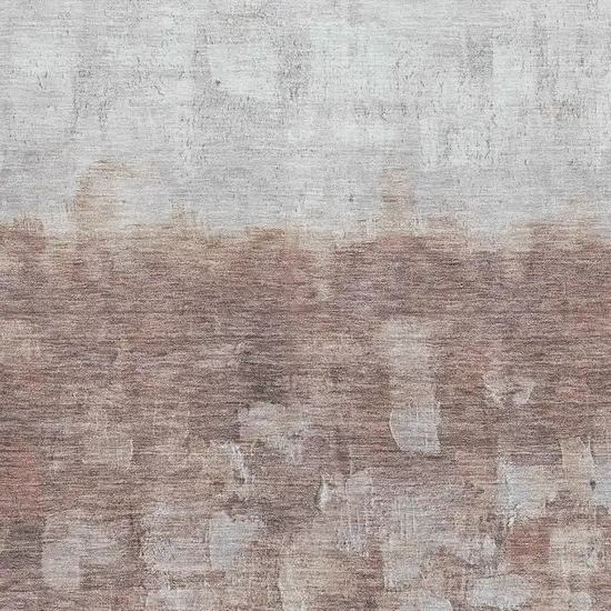 Rust And Silver Abstract Washable Area Rug With UV Protection Photo 3