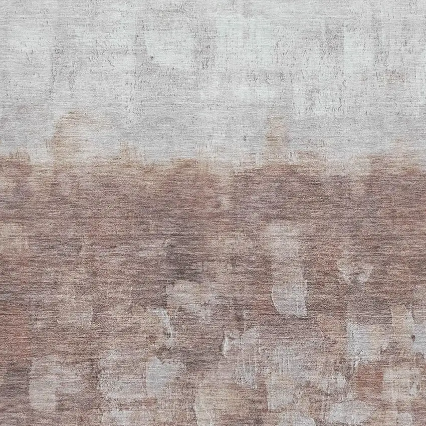 Rust And Silver Abstract Washable Area Rug With UV Protection Photo 3