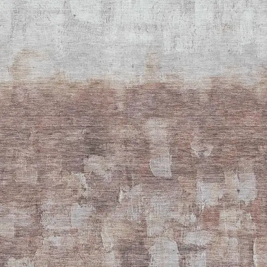 Rust And Silver Abstract Washable Area Rug With UV Protection Photo 3