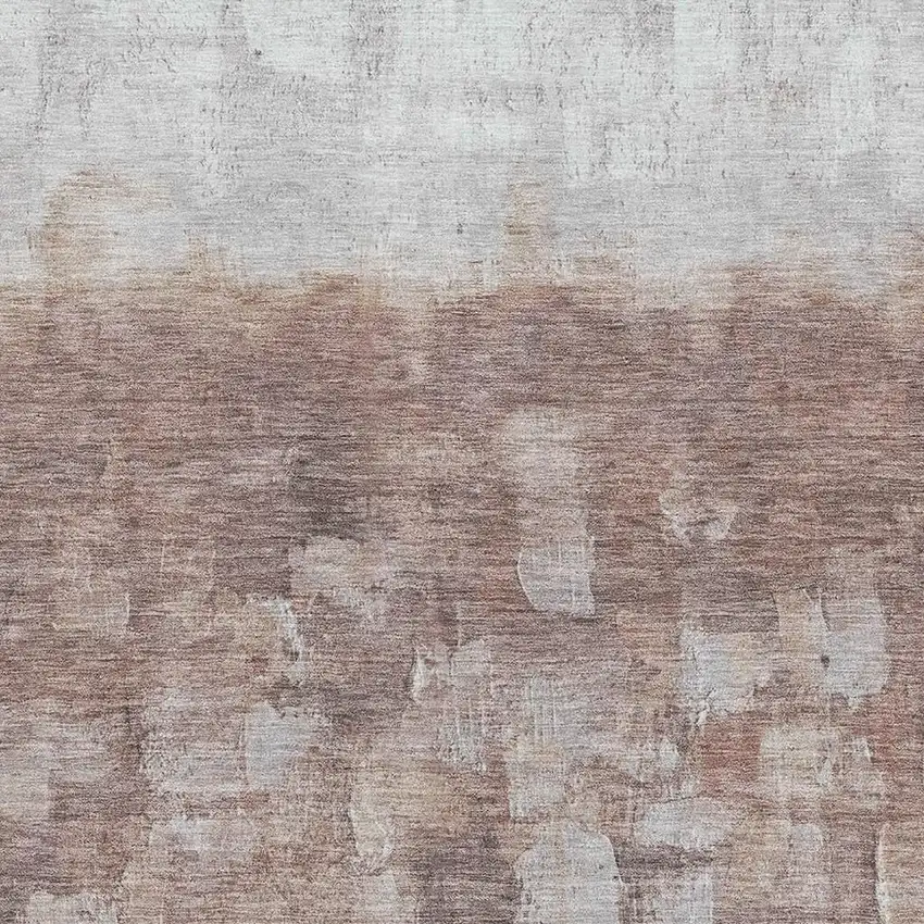 Rust And Silver Abstract Washable Area Rug With UV Protection Photo 3