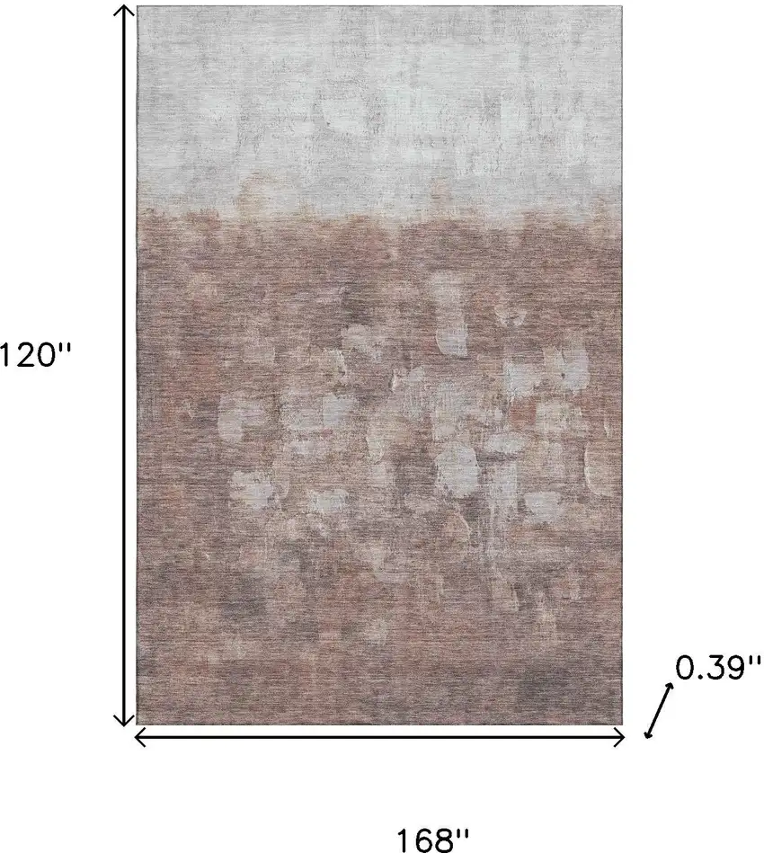 Rust And Silver Abstract Washable Area Rug With UV Protection Photo 9
