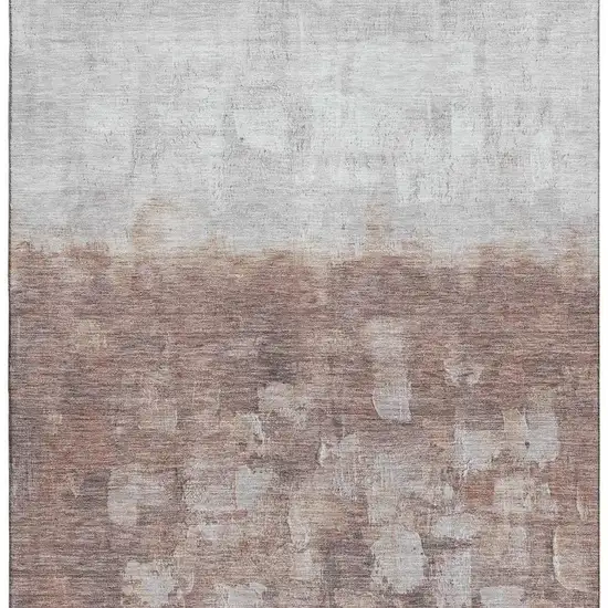 Rust And Silver Abstract Washable Area Rug With UV Protection Photo 4