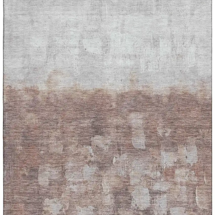 Rust And Silver Abstract Washable Area Rug With UV Protection Photo 4