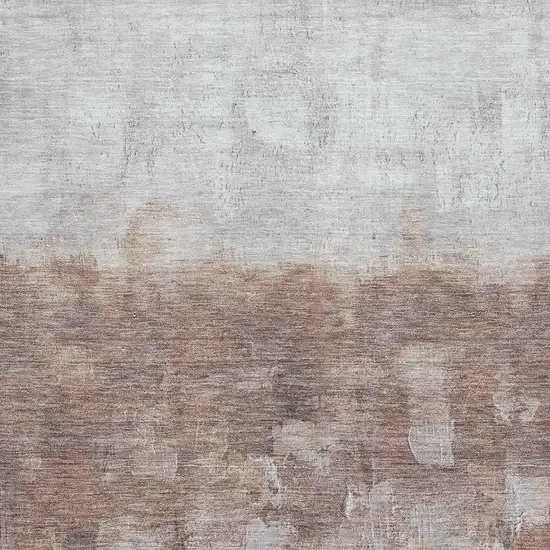 Rust And Silver Abstract Washable Area Rug With UV Protection Photo 3