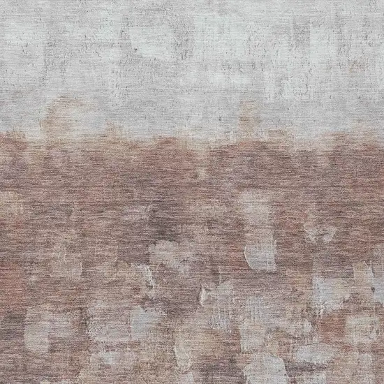 Rust And Silver Abstract Washable Indoor Outdoor Area Rug Photo 4