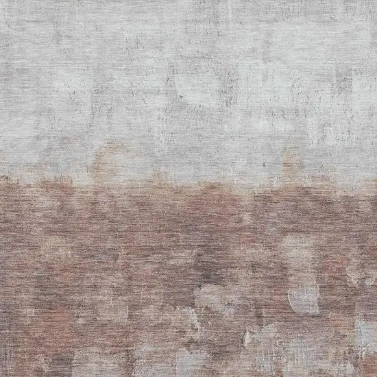 Rust And Silver Abstract Washable Indoor Outdoor Area Rug Photo 3
