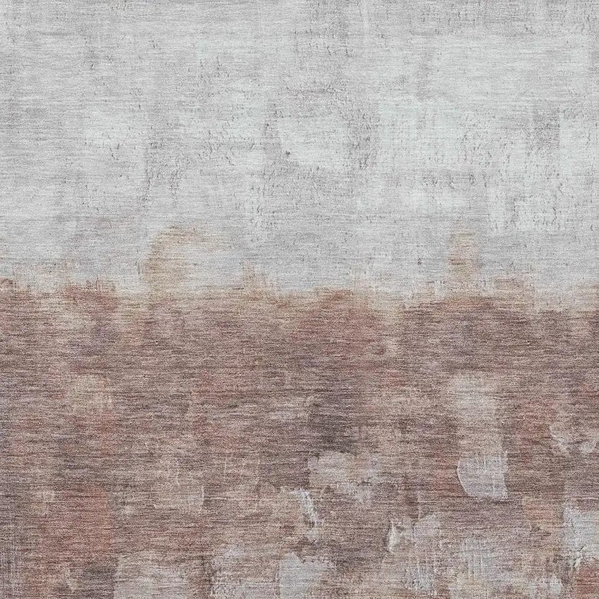 Rust And Silver Abstract Washable Indoor Outdoor Area Rug Photo 3