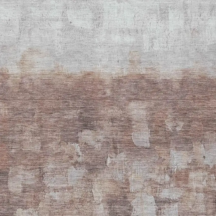 Rust And Silver Abstract Washable Indoor Outdoor Area Rug Photo 4