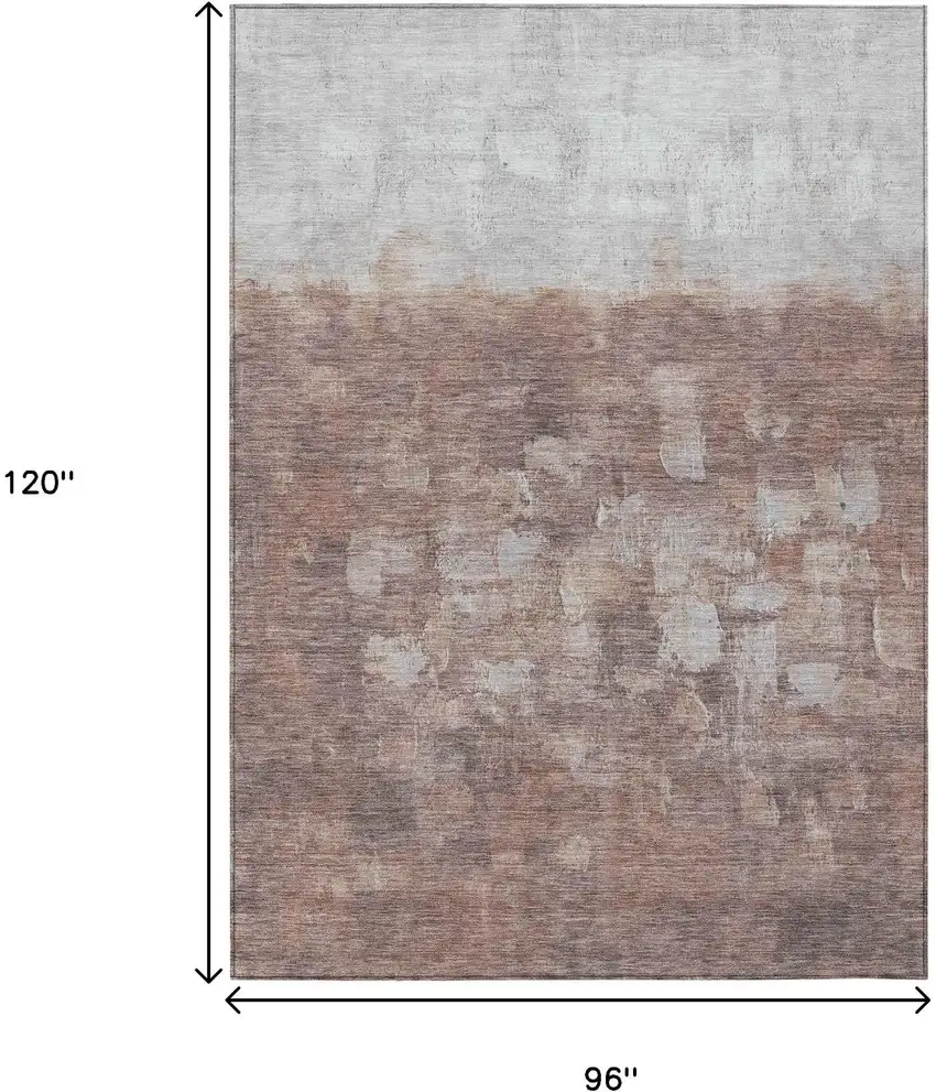 Rust And Silver Abstract Washable Indoor Outdoor Area Rug Photo 3