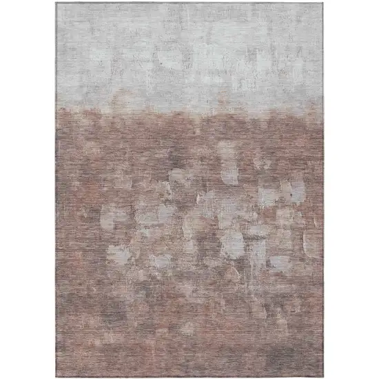 Rust And Silver Abstract Washable Indoor Outdoor Area Rug Photo 2