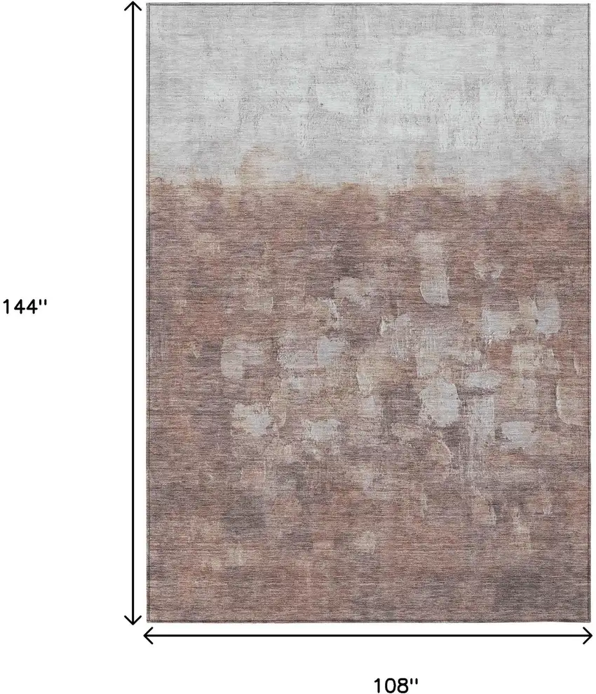 Rust And Silver Abstract Washable Indoor Outdoor Area Rug Photo 8
