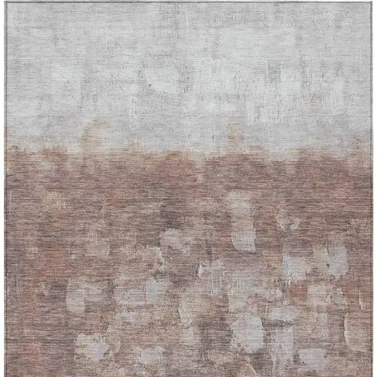 Rust And Silver Abstract Washable Indoor Outdoor Area Rug Photo 3
