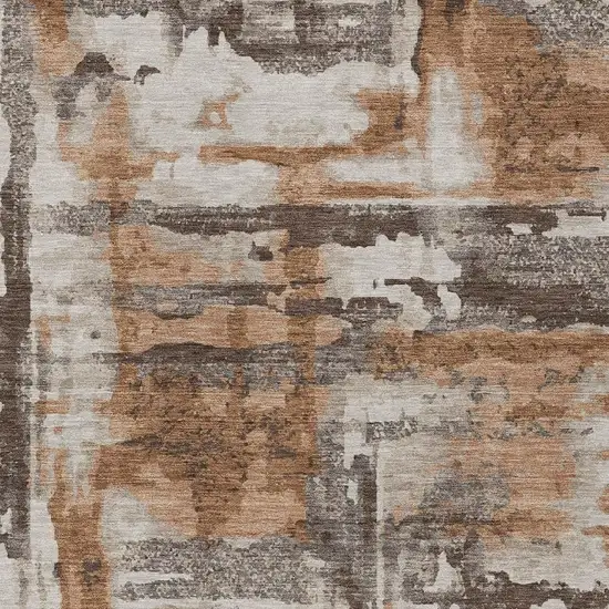 Rust And Taupe Abstract Washable Indoor Outdoor Area Rug Photo 9