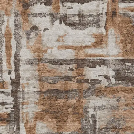 Rust And Taupe Abstract Washable Indoor Outdoor Area Rug Photo 9
