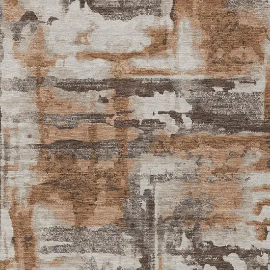 Rust And Taupe Abstract Washable Indoor Outdoor Area Rug Photo 9