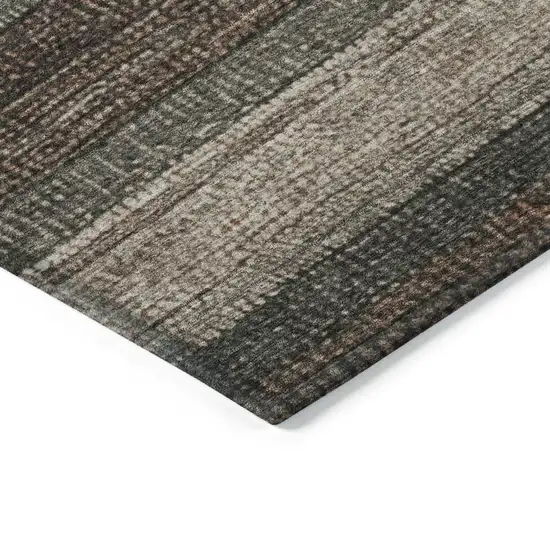Rust And Taupe Striped Washable Indoor Outdoor Area Rug Photo 6