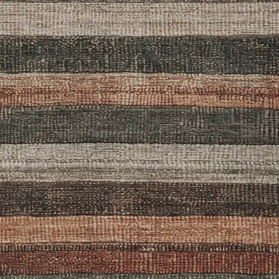 Rust And Taupe Striped Washable Indoor Outdoor Area Rug Photo 7