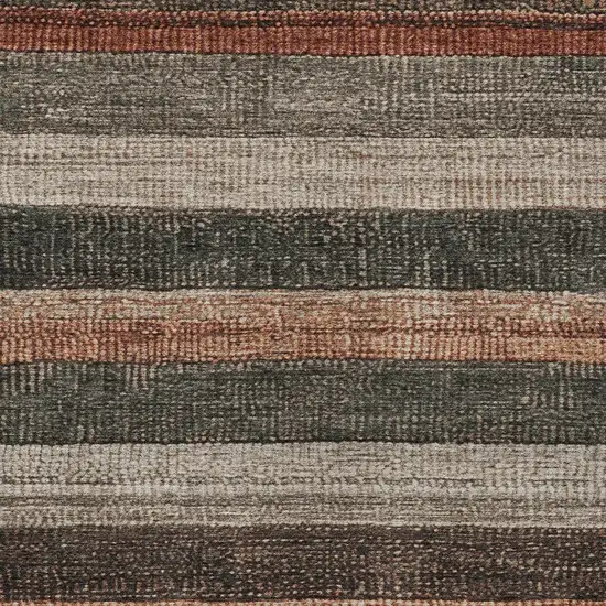 Rust And Taupe Striped Washable Indoor Outdoor Area Rug Photo 7
