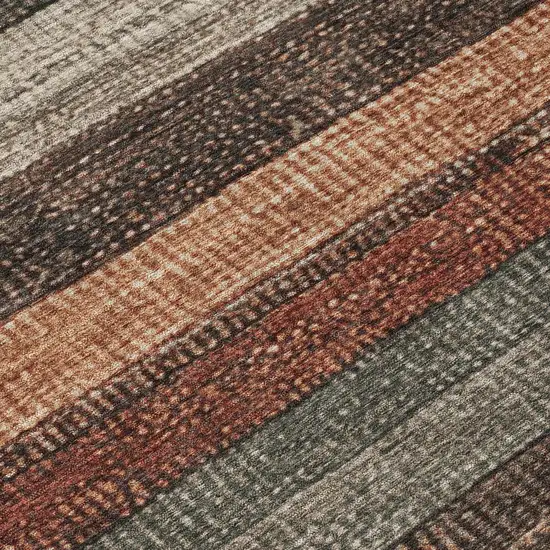 Rust And Taupe Striped Washable Indoor Outdoor Area Rug Photo 8