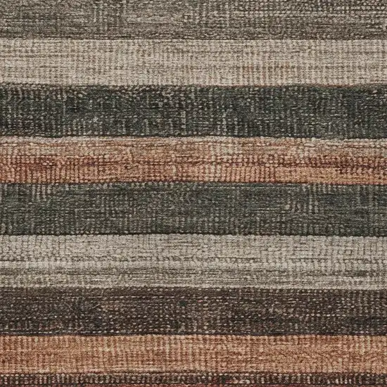 Rust And Taupe Striped Washable Indoor Outdoor Area Rug Photo 3