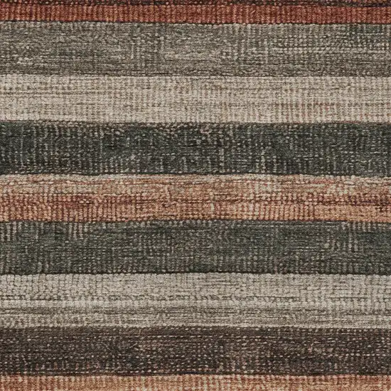 Rust And Taupe Striped Washable Indoor Outdoor Area Rug Photo 7