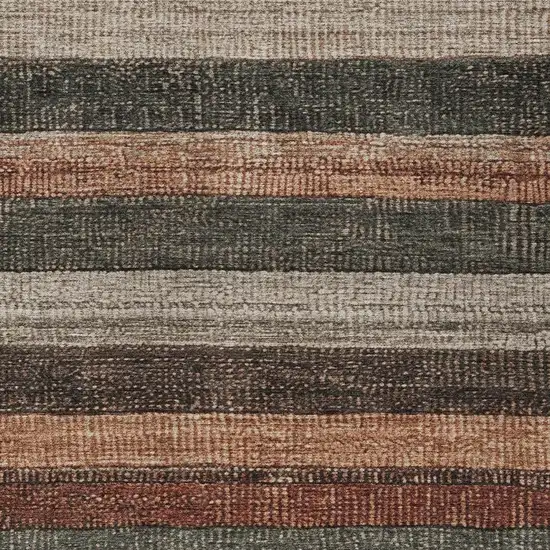 Rust And Taupe Striped Washable Indoor Outdoor Area Rug Photo 3