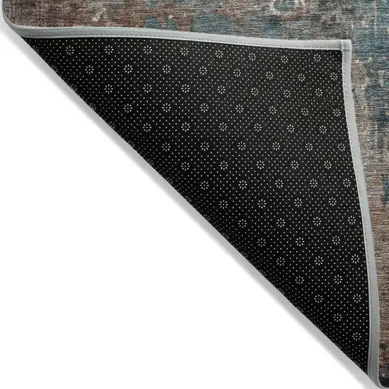 Rust And Teal Blue Abstract Washable Indoor Outdoor Area Rug Photo 8