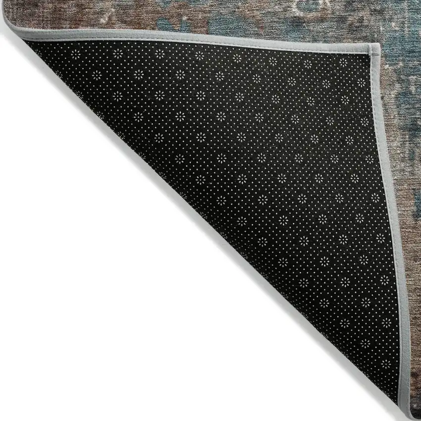 Rust And Teal Blue Abstract Washable Indoor Outdoor Area Rug Photo 8