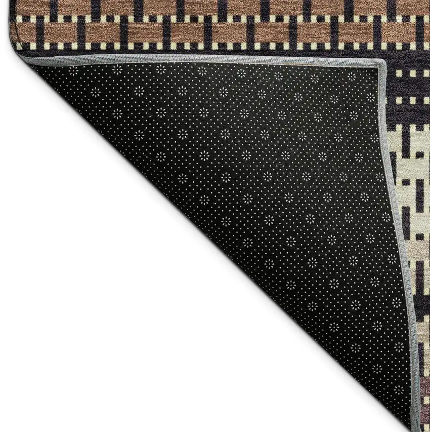 Rust Beige And Black Striped Washable Indoor Outdoor Area Rug Photo 9