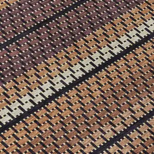 Photo of Rust Beige And Black Striped Washable Indoor Outdoor Area Rug