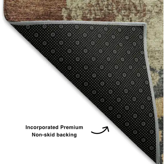 Rust Beige And Blue Abstract Washable Area Rug With UV Protection Photo 8