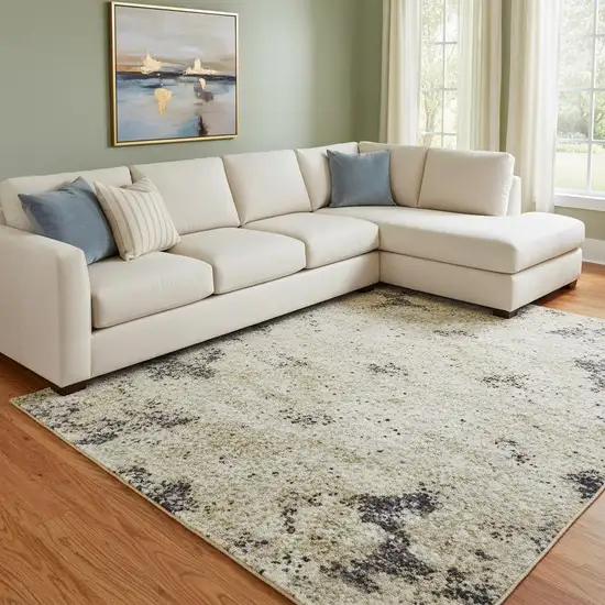 Rust Beige And Blue Abstract Washable Area Rug With UV Protection Photo 2