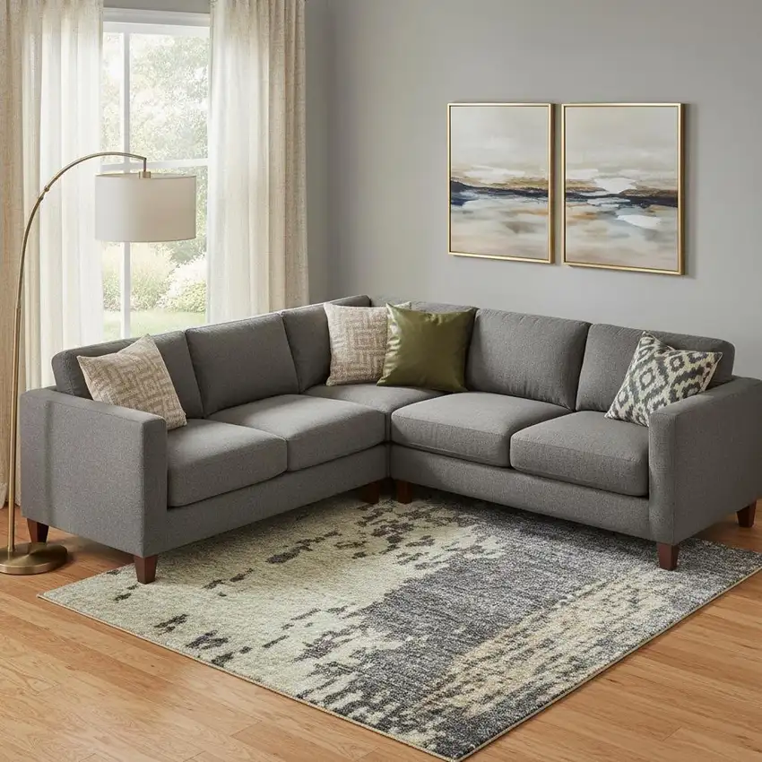 Rust Beige And Blue Abstract Washable Area Rug With UV Protection Photo 2