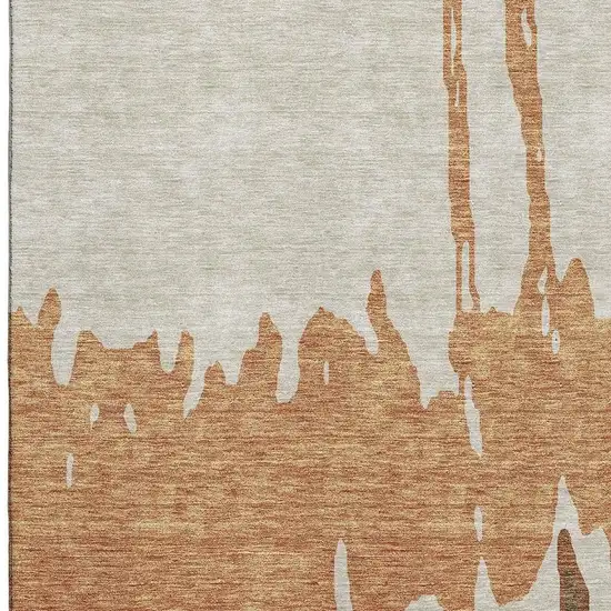 Rust Beige And Brown Abstract Washable Area Rug With UV Protection Photo 2