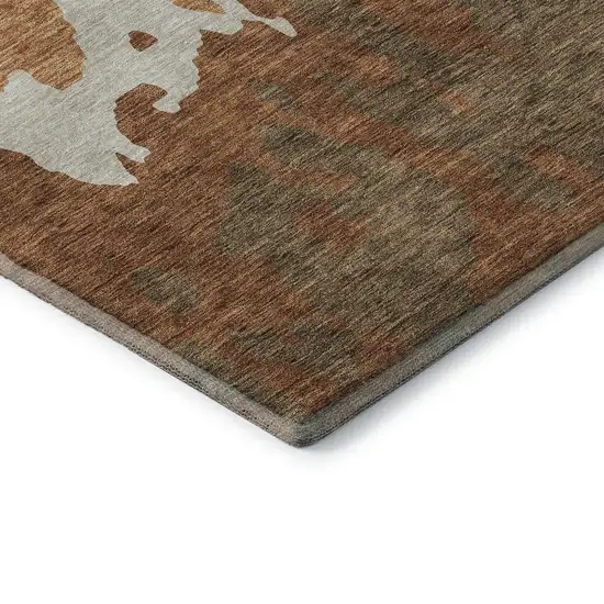 Rust Beige And Brown Abstract Washable Area Rug With UV Protection Photo 7